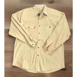 VTG Bugle Boy Men’s Large Tan DBL Front Pocket Long Sleeve Button Up Shirt